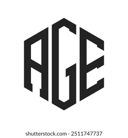 Diseño de Logo de Edad. Logotipo inicial del monograma de la EDAD de la letra usando la forma del hexágono