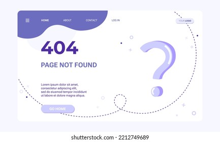 age not found banner template. 404 error page. Flat illustration of Question mark icon for design template for web page with 404 error