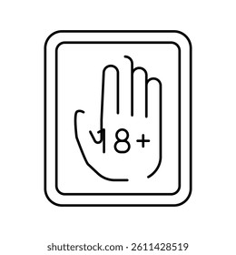 age prevent product label caution line icon vector. age prevent product label caution sign. isolated contour symbol black illustration