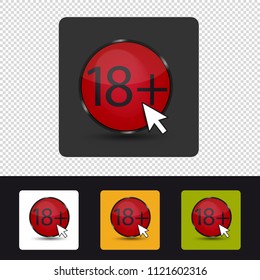 Age Rating 18 Plus - Colorful Vector Web Button - Isolated On Transparent Background