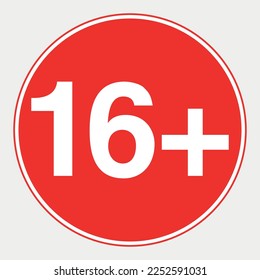 Age Rating sign over 16 vector illustration