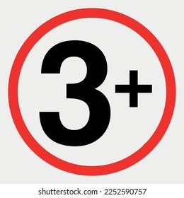 Age Rating sign over 3 vector illustration