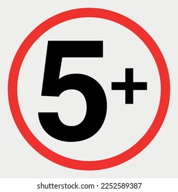 Age Rating sign over 5 vector illustration