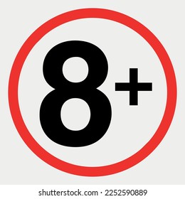 Signo de clasificación de edad sobre 8 ilustraciones vectoriales