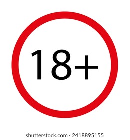 Age restriction 18 line icon. Film, cartoon, rating, permission, ban, censorship, child protection. Vector icon for business and advertising