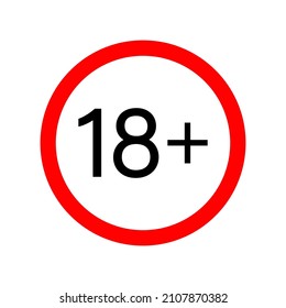 Age restriction from 18 years old. Age restriction icon. Limit year plus. warning and forbidden badge. Legal adult for content. Vector.