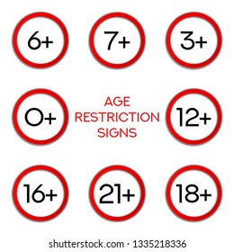 Age restriction of the adult content. App icon for age limits. Isolated on white vector sign.