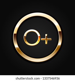 Age restriction of the adult content. App icon for age limits. Golden on dark vector sign.