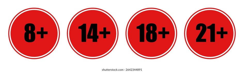 Age Restriction icon, Set of Age restriction sign, Vector concept of age restriction icon.