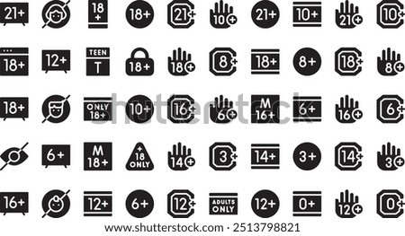 Age restriction icons High-Quality Vector Icons Collection with Editable Stroke. Ideal for Professional and Creative Projects.