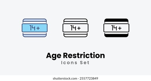 Age Restriction Icons set thin line and glyph vector icon illustration