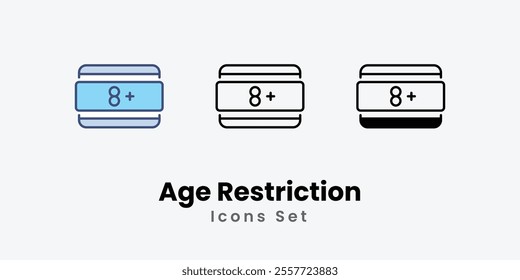 Age Restriction Icons set thin line and glyph vector icon illustration