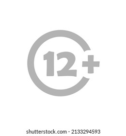 Age restriction icons, teen content concept, 12+, on white background, vector illustration