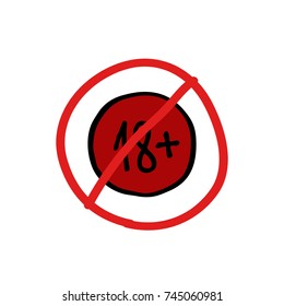 age restriction sign 18+ doodle icon