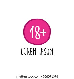 age restriction sign 18+ doodle icon