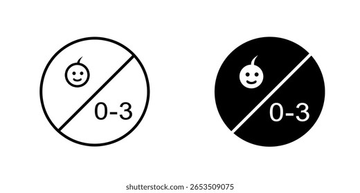 Signo de restricción de Edad para el icono del conjunto infantil aislado en el fondo blanco.