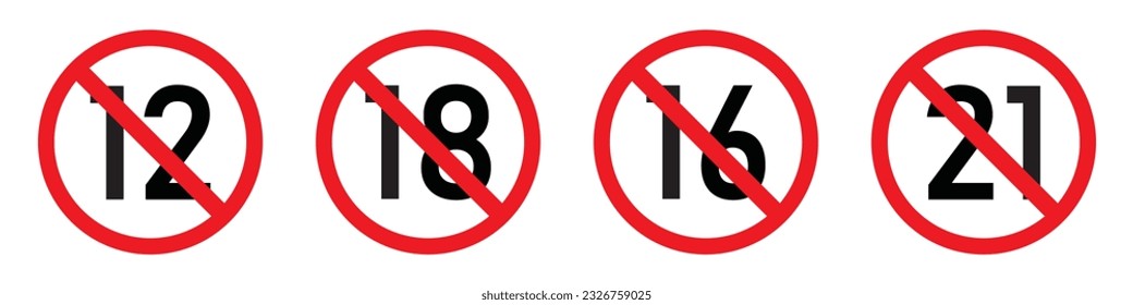 Age restriction sign icon. Age limited sign icon, vector illustration