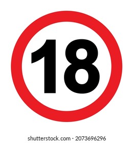 signo de restricción de edad en un fondo blanco