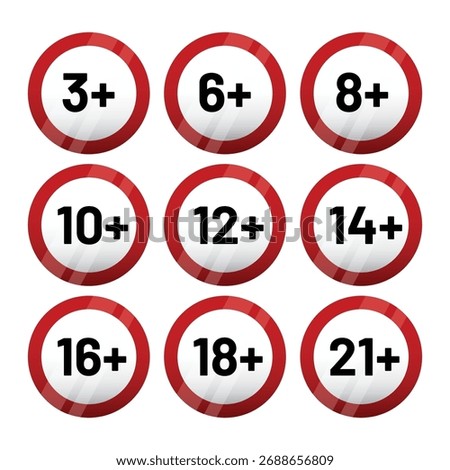 Age Restriction Signs Vector Illustration