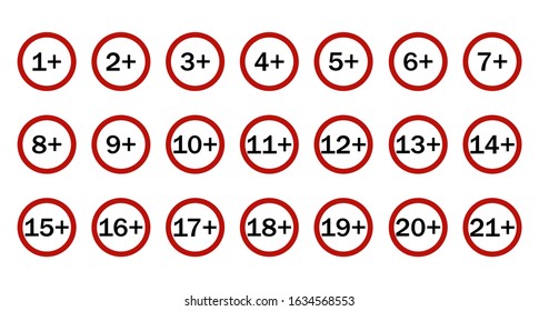 Age restriction symbols. Abstract concept, icon set. Vector illustration on white background.