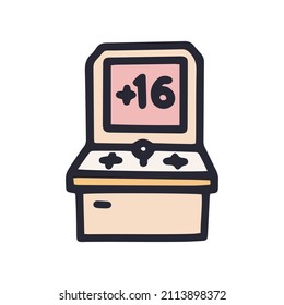age restrictions for game machine color vector doodle simple icon