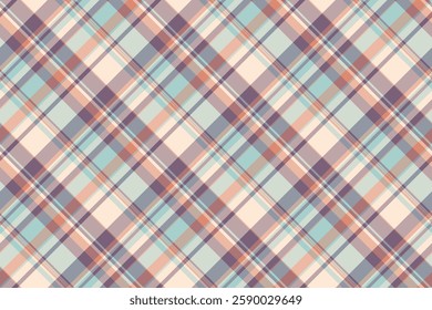 Age seamless pattern background, chic texture tartan textile. Harvest fabric check vector plaid in pastel and white colors palette.