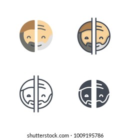 Age Targeting Flat Colored Line Silhouette Icon Vector