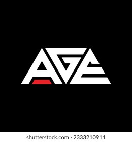 AGE triangle letter logo design with triangle shape. AGE triangle logo design monogram. AGE triangle vector logo template with red color. AGE triangular logo Simple, Elegant, and Luxurious design.