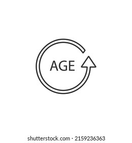 Icono de la línea del vector de edad aislado en el signo plano blanco 