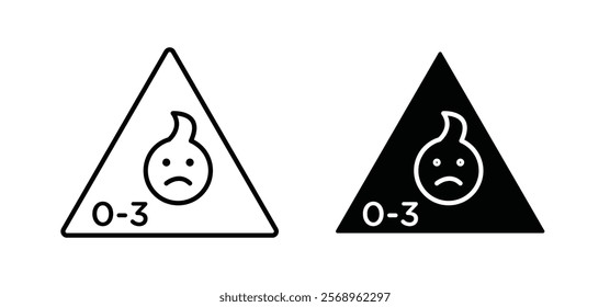 Age warning signs set in black and white colors