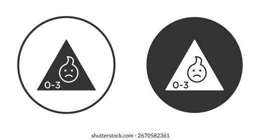 Iniciar sesión de advertencia de Edad versiones de diseño plano de moda en blanco y negro.