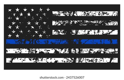 Bandera de la Policía Americana. Imagen vectorial de la bandera estadounidense. Ilustración vectorial de la bandera de Estados Unidos. EPS 10.