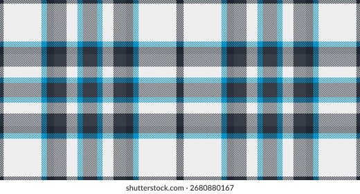 Tecido sem costura de fundo envelhecido, feche a textura de tecido de cheque. Cobertura de padrão de vetor tartan jogado na paleta de cores escuras e brancas.