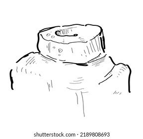Aged bottle or vial, which is hand drawn (doodle style) vector drawing.