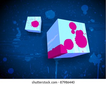 Aged card with grungy cubes