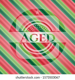 Aged christmas style badge. Vector Illustration. Detailed.