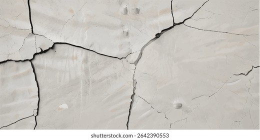 Aged Cracked Concrete Wall with Gray Cement Texture – Grunge Industrial Background for Design and Construction Themes