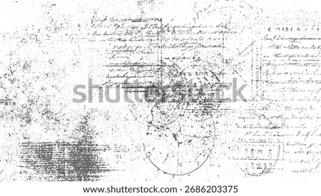 An aged document with faded handwritten text and ink blots creating a distressed texture.