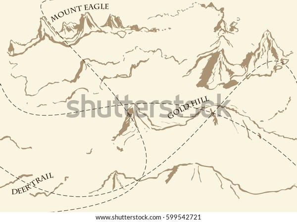 古い寓話的な地図を持つ古いファンタジービンテージパターン 手描きのおとぎ話の歴史的な宝物の地図 シームレスな背景 ベクター画像 のベクター画像素材 ロイヤリティフリー