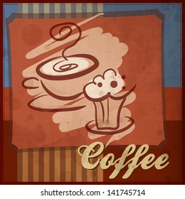aged grunge retro card with coffee classic coffee bean aliment old elderly dawn rise refined styled drawing nurture mature daybreak spot list image imagery grunge grease aged illustration retro nouris