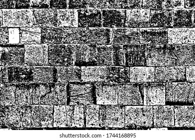 Aged grungy coarse stonework city.Damage front decor cellar house. Built bumpy vintage smoked fortress yard 3D design.Shabby rural facade fortified tower. Messy backdrop of ground floor castle dungeon