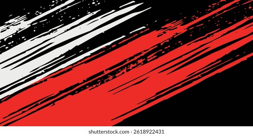 Aged gunge texture. Scratched black structure with red brush decorative illustration. Hand-drawn painted abstract background vector eps10