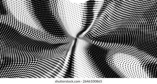 Textura de gradiente de ruído de meio-tom antigo. Grunge manchas sujas e fundo de manchas. Papel de parede de grãos de areia desbotado branco e preto. Vetor de tela de fundo horizontal cômico pixelizado retrô
