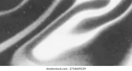 Textura de gradiente de ruído de meio-tom antigo. Grunge manchas sujas e fundo de manchas. Papel de parede de grãos de areia desbotado branco e preto. Fundo de quadrinhos horizontal pixelado retro. Pop-art de vetor arenoso