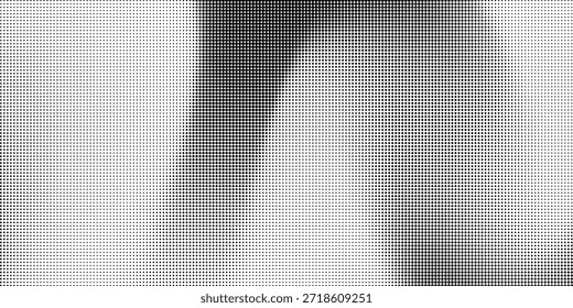 Textura de gradiente de ruído de meio-tom antigo. Grunge manchas sujas e fundo de manchas. Papel de parede de grãos de areia desbotado branco e preto. Fundo de quadrinhos horizontal pixelado retro. Pop-art de vetor arenoso