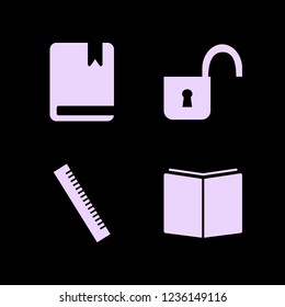 aged icon. aged vector icons set open lock, book, open book and ruler