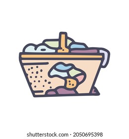 aged laundry basket color vector doodle simple icon