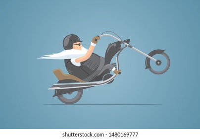 Aged Male Chopper Bike Rider