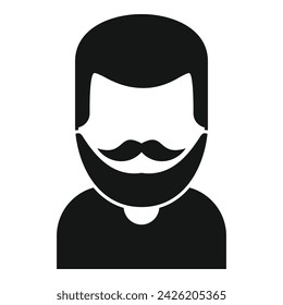 Aged man mustache icon simple vector. Beard style model. Barber fashion