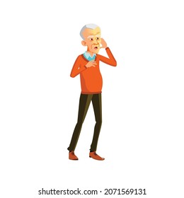 aged man scary from meteor in night sky cartoon vector. aged man scary from meteor in night sky character. isolated flat cartoon illustration